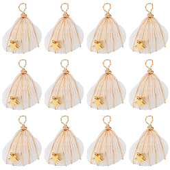 Золотой 20шт. подвески из натуральной спиральной медной проволоки, подвески из ракушек со звездой, золотые, 21~25x20~25x9~10 мм, отверстие : 2 мм