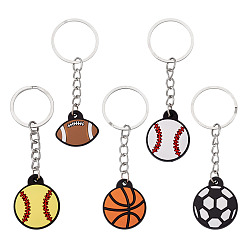 Sports 5 шт. 5 стили пластиковые брелки из ПВХ, игры с мячом, платина, спортивный, 79~88 мм, 1 шт / стиль