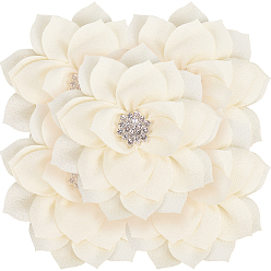 Бежевый Аксессуары для украшения из полиэстера и стразов, для украшения костюмов, цветок, бежевые, 77~80x26 мм