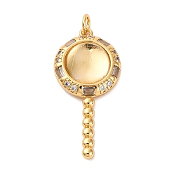 Прозрачный Латунные микро проложить кубического циркония подвески, со стеклом и прыжковым кольцом, леденцы прелести, стойки покрытие, прочное покрытие, без кадмия и без свинца, реальный 18 k позолоченный, прозрачные, 31.5x15x6.5 мм, отверстие : 3 мм