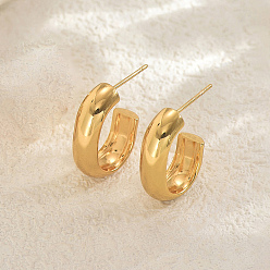 Золотой Простые серьги-гвоздики из нержавеющей стали в форме буквы С