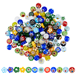 (52) Непрозрачная лаванда 3 нити 3 стили, нити из стеклянных бусин миллефиори ручной работы, разнообразные, разноцветные, 6.4~9x3~8 мм, отверстие : 0.5~1 мм, 1 прядь / стиль