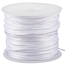 White 1 Roll Nylon Thread, Rattail Satin Cord, for Chinese Knot Making, White, 1.5mm, about 300 feet/roll