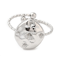 Stainless Steel Color Tarnish Resistant 304 Stainless Steel Flat Round Open Cuff Ring Settings for Rhinestone, Stainless Steel Color, Inner Diameter: 18mm, Fit for 1.6mm and 1.2mm Rhinestone