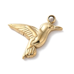 Настоящее золото 14K 304 подвески из нержавеющей стали, очарование колибри, реальный 14 k позолоченный, 15x14x2 мм, отверстие : 1.6 мм