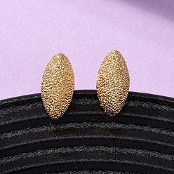 Horse Eye Серьги-гвоздики с текстурированной латунью, без никеля , реальный 18 k позолоченный, лошадиный глаз , 14x7 мм