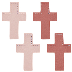 (52) Непрозрачная лаванда 4 шт 2 цвета кожаные закладки, крестик, разноцветные, 70x44x3 мм, 2 шт / цвет