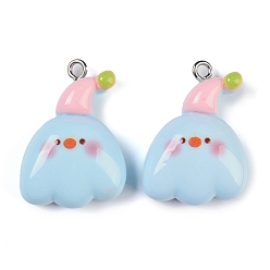 Синий Подвески из смолы, с платиново-железными петлями, облако, синие, 27x19x8.5 мм, отверстие : 2 мм