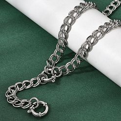 Нержавеющая Сталь Цвет 7мм 201 цепочки из нержавеющей стали с двойными звеньями, ожерелья унисекс, не тускнеет, цвет нержавеющей стали, 22.09 дюйм (56.1 см)