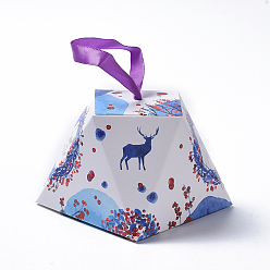 Colorful Christmas Gift Boxes, with Ribbon, Gift Wrapping Bags, for Presents Candies Cookies, Colorful, 8.1x8.1x6.4cm