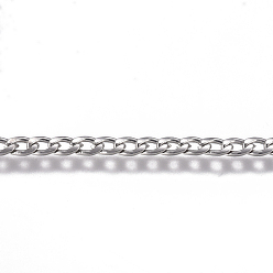 Нержавеющая Сталь Цвет Устойчивая к потускнению 304 цепь из нержавеющей стали, Снаряженная цепь, витая цепь, несварные, цвет нержавеющей стали, 3.5x2x0.8 мм