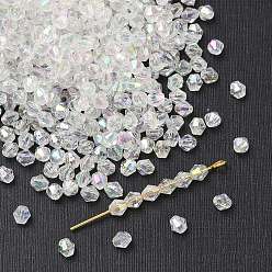 Прозрачный АВ Экологичные прозрачные акриловые бусины с биоконусом ab с цветным покрытием, ясно AB, 4x4 мм, отверстие : 1 мм, Около 16600 шт / 500 г