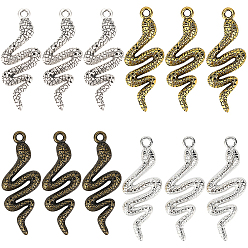 (52) Непрозрачная лаванда 40шт 4 цвета змея сплав подвески, змея, без кадмия и без свинца, разноцветные, 39x15x2.5 мм, отверстие : 2 мм, 40 шт / коробка