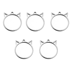 Cat Shape Не тускнеющие 10шт. подвески из нержавеющей стали, открытая задняя панель, цвет нержавеющей стали, форма кошки, 31x27 мм