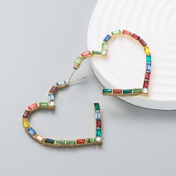 Coloré Alliage strass Stud, cœur, colorées, 44x38mm