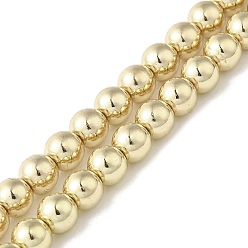 с Золотистым Покрытием Гальванические нити из синтетических немагнитных гематитовых бусин, круглые, с золотым покрытием, 6 мм, отверстие : 1.1 мм, около 66 шт / нитка, 15.16'' (38.5 см)