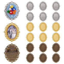 (52) Непрозрачная лаванда 18шт 3 цвета сплав брошь фурнитура, овальные, разноцветные, лоток : 25x18 мм, 36x30 мм, 6 шт / цвет