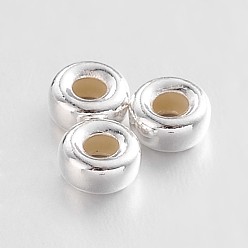 Серебро Рондель 925 бусины-проставки из стерлингового серебра, серебряные, 4x2 мм, отверстие : 2 мм, Около 222 шт / 20 г