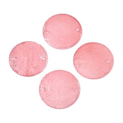 Светло-Коралловый Окрашенные распылением натуральные ракушки capiz дисковые звенья соединительные подвески, свет коралловый, 28~30x0.5~1 мм, отверстие : 1.2~1.6 мм