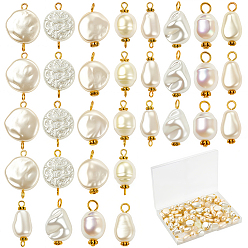 Белый 96 шт 8 акриловые подвески в стиле, с акриловым жемчуг имитация, железные штифты и распорные втулки из сплава, разнообразные, белые, 17.5~25x10~14.5 мм, отверстие : 1.8~3 мм, 12 шт / стиль