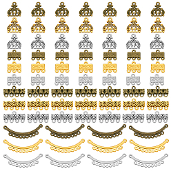 (52) Непрозрачная лаванда 120шт 12 стили тибетский стиль сплав люстры компоненты ссылки, разнообразные, разноцветные, 10.5~14.5x12~20x1~2.2 мм, отверстие : 1~2 мм, 10 шт / стиль