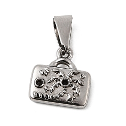 Нержавеющая Сталь Цвет 304 Настройки горный хрусталь из нержавеющей стали кулон, прямоугольник с подвесками в виде кокосовой пальмы, цвет нержавеющей стали, пригодный для стразов 1 мм, 13x13x3.5 мм, отверстие : 8 мм