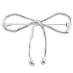Платина Броши-банты из сплава для женщин, платина, 43x53.5 мм