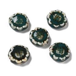 чирок Фарфоровые бусины ручной работы, подсолнечник, зелено-синие, 17~18x6.5 мм, отверстие : 2 мм