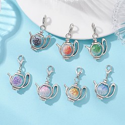 (52) Непрозрачная лаванда Акриловые подвески в виде чайника, Сплав с застежками когтя омара, разноцветные, 36~37 мм