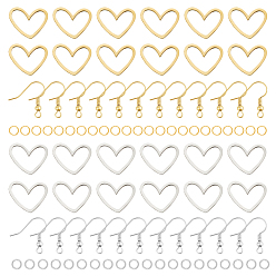 Золотой & Цвет Нержавеющей Стали Набор для самостоятельного изготовления сережек-сердечек из нержавеющей стали, золотые и нержавеющая сталь цвет, 4~19x4~13x0.5~1 мм, отверстие : 2 мм