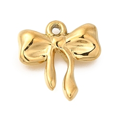 Настоящее золото 18K Вакуумное покрытие pvd 201 подвески из нержавеющей стали, очарование бантом, реальный 18 k позолоченный, 16x15x3 мм, отверстие : 1.2 мм
