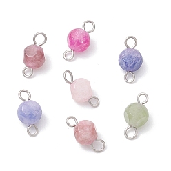 Платина Подвески-соединители из натурального цветного турмалина, с латунными двойными петлями, платина, 13x6.5x6.5 мм, отверстия : 2 mm и 2.5 мм