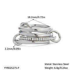 Couleur Acier Inoxydable 304 bagues en acier inoxydable pour femmes, anneaux empilables, couleur inox, diamètre intérieur: 18.2 mm