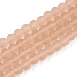 Верблюжий Прозрачные стеклянные бусины, граненые, матовые, рондель, верблюжие, 6x4.5 мм, отверстие : 1.4 мм, около 80~85 шт / нитка, 38~40 см