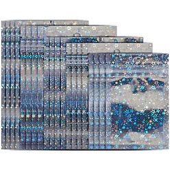 Серебро 100 шт. 5 стили блестящие голографические звезды пластиковая упаковка пакеты с застежкой-молнией инь-ян, верхние пакеты с самозапечатыванием, прямоугольные, серебряные, 10~15.9x6~9x0.01 см, односторонняя толщина: 2.5 мил(0.065мм), 20 шт / стиль