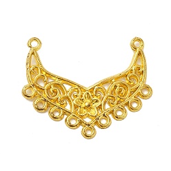 Золотой Компоненты люстры из сплава с покрытием стойки ссылки, без свинца и без кадмия, цветок, золотые, 29x36x1 мм, отверстие : 1.4~1.6 мм