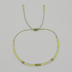 Peridot Bohemian Faceted Rondelle Natural Peridot and Glass Heishi Braided Bead Bracelets for Women, 11.02 inch(28cm)