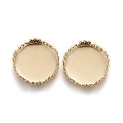 Golden 304 Stainless Steel Cabochon Settings, Lace Edge Bezel Cups, Flat Round, Golden, Tray: 12mm, 12.5x4mm
