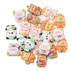 (52) Непрозрачная лаванда Кабошоны из непрозрачной смолы для декодирования животных, панда, медведь и овца с рюкзаком, разнообразные, разноцветные, 21~24x16.5~21.5x7~8.5 мм