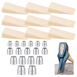 Stainless Steel Color 18Pcs Carbon Steel Axe Wedges, Round Handle Wedges Hammer Handle, 10pcs Triangle Wooden Wedges, Stainless Steel Color, 10~16x8~14mm