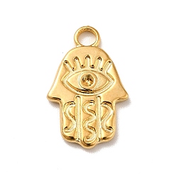 Настоящее золото 18K Ионное покрытие (ip) 304 подвески из нержавеющей стали со стразами, религия, Хамса рука с глазом, реальный 18 k позолоченный, пригодный для стразов 1.2 мм, 17.5x11x2 мм, отверстие : 2.5 мм