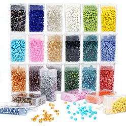 Mixed Color Glass Seed Beads, Opaque Colours Seed, Round, Mixed Color, 4mm, Hole: 1~1.5mm, 100pcs/color, 2400pcs/box