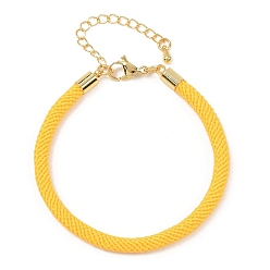 Желтый 4.5 изготовление браслета из круглого нейлонового шнура миланского диаметра 202мм, с латунными выводами и 6.85 застежками из лобстера из нержавеющей стали, золотые, долговечный, стойки покрытие, желтые, 17.4 дюйм ({2} см)
