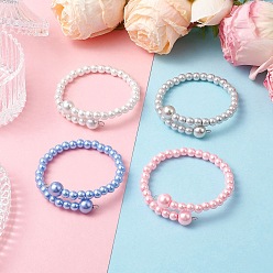 (52) Непрозрачная лаванда Стеклянные жемчужины круглые бусины браслеты для женщин, разноцветные, внутренний диаметр: 2~2-1/4 дюйм (5.2~5.7 см)