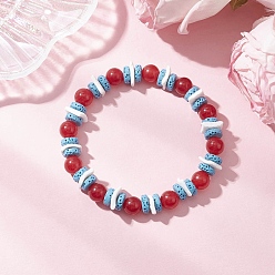 Малайский Нефрит Круглые бусины из малайзийского нефрита натурального цвета, эластичные браслеты, с бусинами из натуральной лавовой крошки, внутренний диаметр: 2 дюйм (5.2 см)