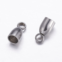 Нержавеющая Сталь Цвет Устойчивы к потускнению 304 наконечники шнура из нержавеющей стали, Торцевые крышки, цвет нержавеющей стали, 8x4 мм, отверстие : 2 мм, внутренний диаметр: 3 мм