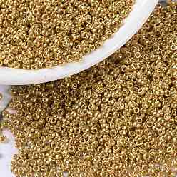 (RR4203) Гальванический Желто-золотой Дуракоат Миюки круглые бусины рокайль, японский бисер, 15/0, (rr 4203) дюракаль оцинкованное желтое золото, 15/0, 1.5 мм, Отверстие : 0.7 мм , около 27777 шт / 50 г