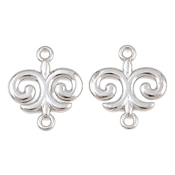 Real Platinum Plated Brass Connector Charms, Fleur De Lis, Real Platinum Plated, 17.5x14.5x2mm, Hole: 1.6mm