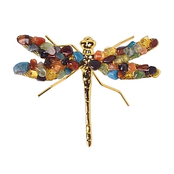 Mixed Stone Natural Mixed Stone Dragonfly Display Decorations, Animal Crafts for Table Decor Home Decor, 100x80mm