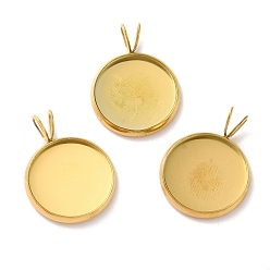 Золотой Ионное покрытие (ip) 304 подвеска из нержавеющей стали с кабошоном, чашки безель с краями, плоско-круглые, золотые, лоток : 14 мм, 20.5x16x2 мм, отверстие : 3x2 мм